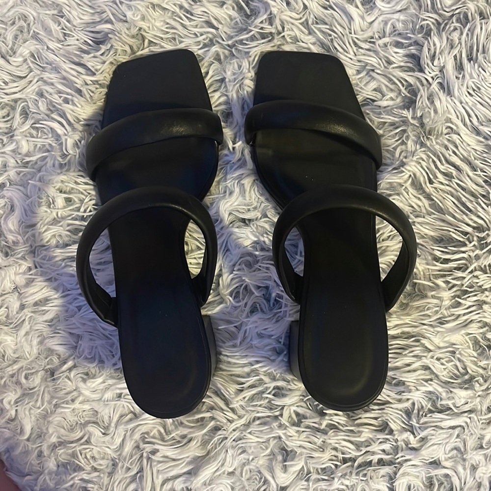 black 2 strap heels